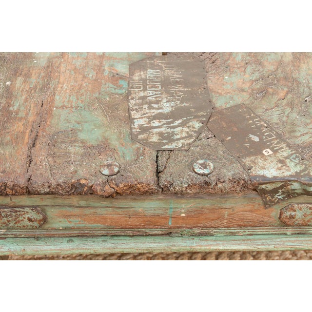 Wood Antique Verdigris Teak Takhat Coffee Table For Sale - Image 7 of 12