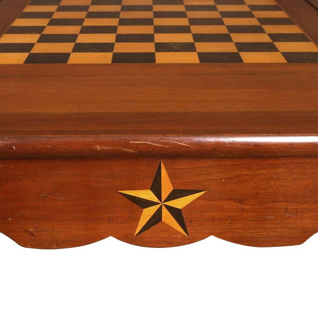 French Provincial French Provincial Games Table With Chessboard Top and Two Drawers For Sale - Image 3 of 4