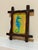 Vintage Folk Art Seahorse Painting in Rustic antique Carved Wood Frame — A charming hand-painted depiction of a bright...