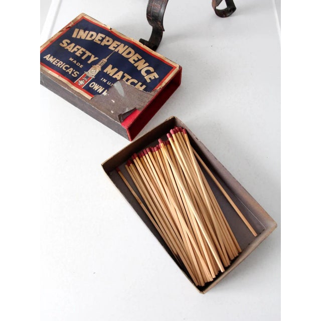 Black Antique Oversize Match Box and Iron Stand For Sale - Image 8 of 11