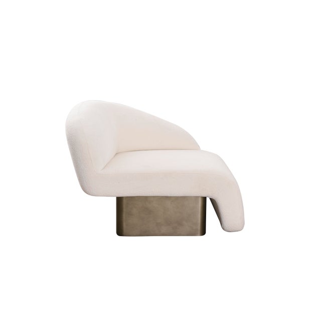 Kaia Modern White Boucle Left Arm Accent Chair For Sale - Image 4 of 10