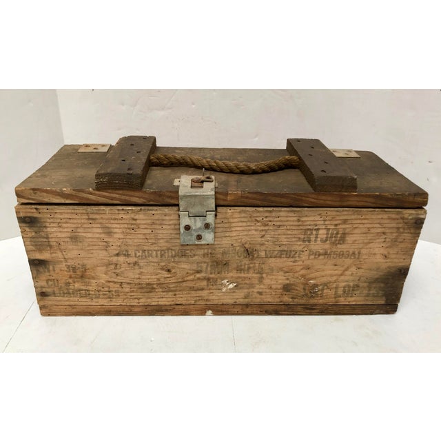 Awesome handcrafted ammunition crate with original hardware and stamping. Primitive rope handle. Great organization and...