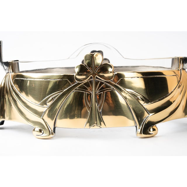 Jugendstil Centerpiece in Alpaca and Brass with Glass, 1908 For Sale - Image 14 of 15