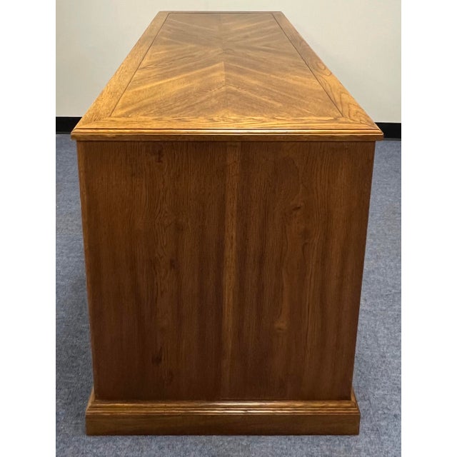 Vintage Campaign Style Double Pedestal 7 Drawer Desk For Sale - Image 10 of 11