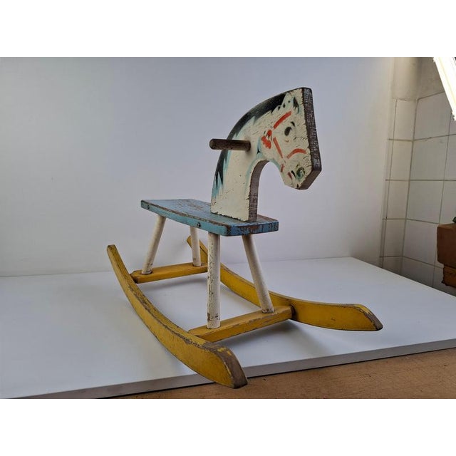 Mid-Century Hand-Painted Wooden Rocking Horse, Czechoslovakia, 1960s For Sale - Image 13 of 16