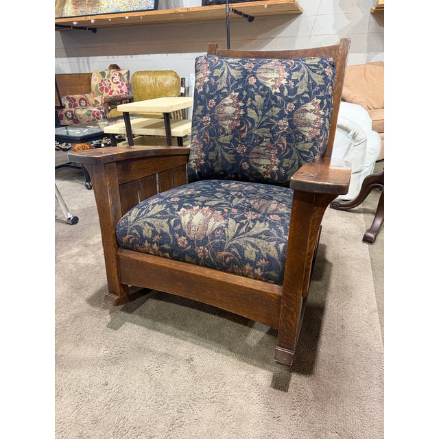 Stickley Stickley Furniture Missions Style Rocking Chair and Ottoman For Sale - Image 4 of 6