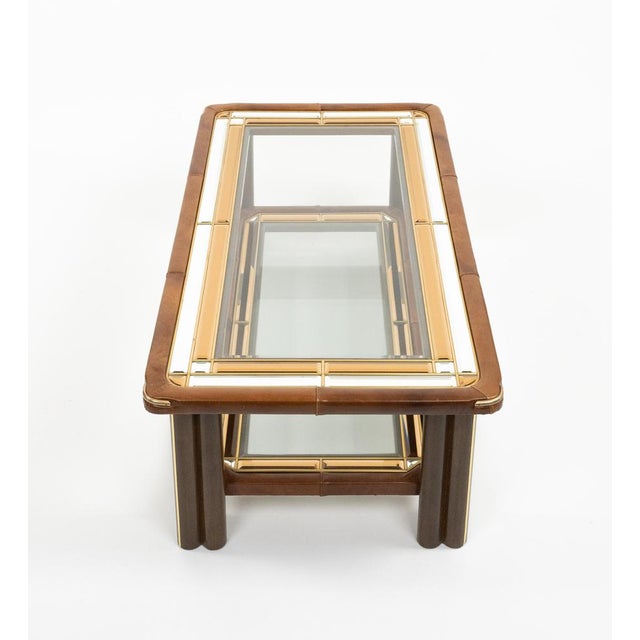Mid-Century Modern Rectangular Coffee Table in Leather and Glass, 1970s For Sale - Image 17 of 18