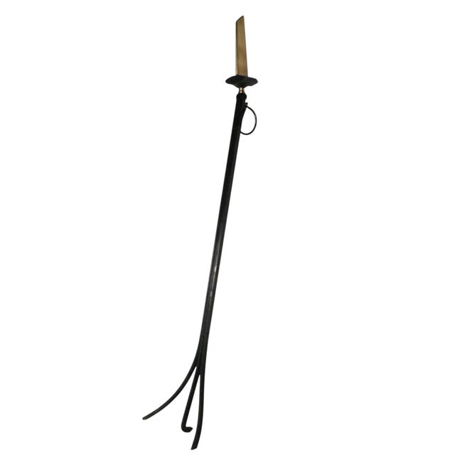 Mid Century Donald Deskey designed knife blade fireplace tongs, in excellent, original, clean and ready to use condition.