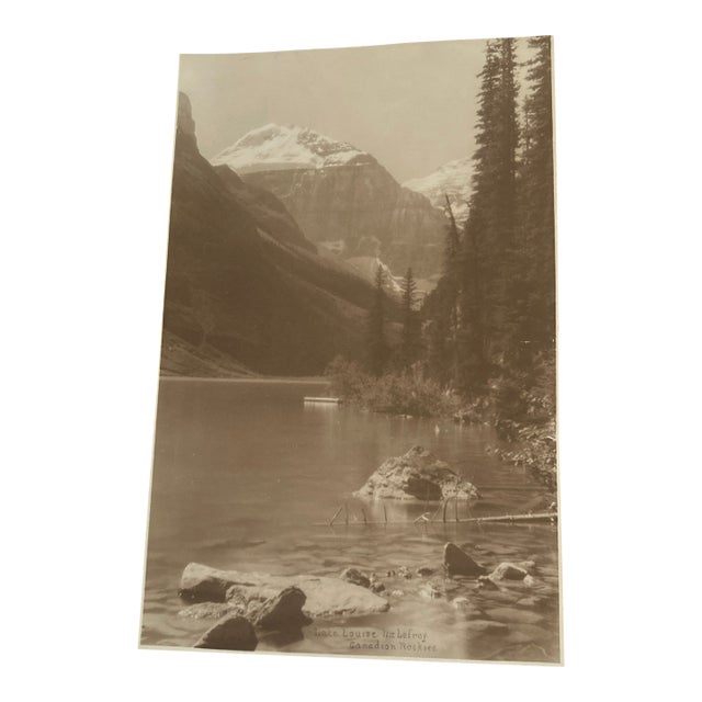 Circa 1900 Lake Louise Canadian Rockies Sepia Vandyke Photogravure Provenance For Sale