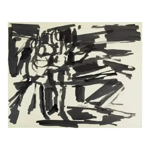 Mid 20th Century Abstract Action Painting, Black & White Pen & Ink on Paper by Salvatore Grippi