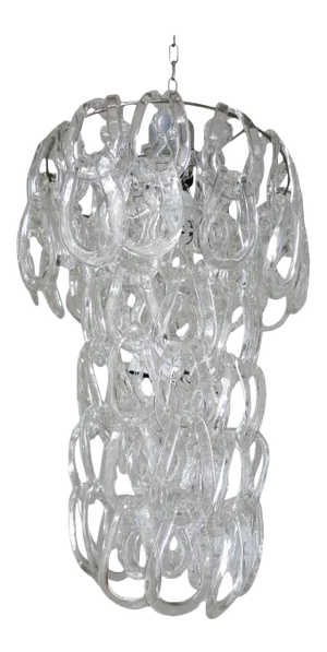 Vintage Chandelier W/ Murano Links Designed by Angelo Mangiarotti for Vistosi, 1960s