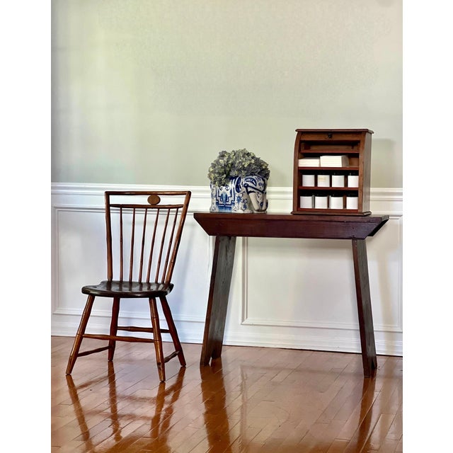 Antique Primitive Farmhouse Walnut Mortised Narrow Console or Workbench For Sale - Image 12 of 12