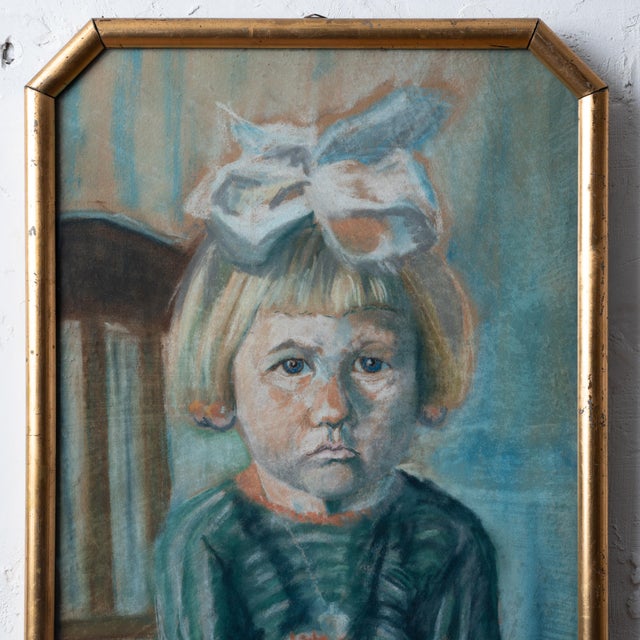 Art Deco Hans Veenstra Pouty Girl Pastel Portriat, 1922 For Sale - Image 3 of 10