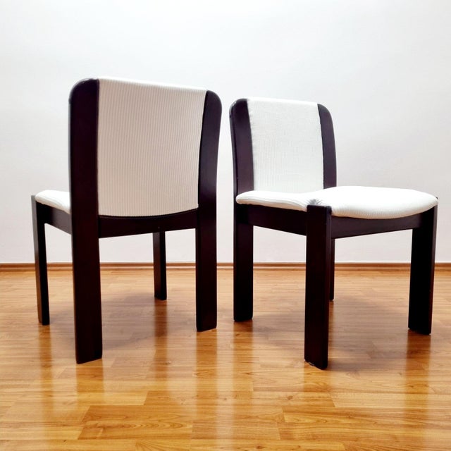 Brown Postmodern Italian Wood and Velvet Dining Chairs, Italy, 1980s, Set of 4 For Sale - Image 8 of 10