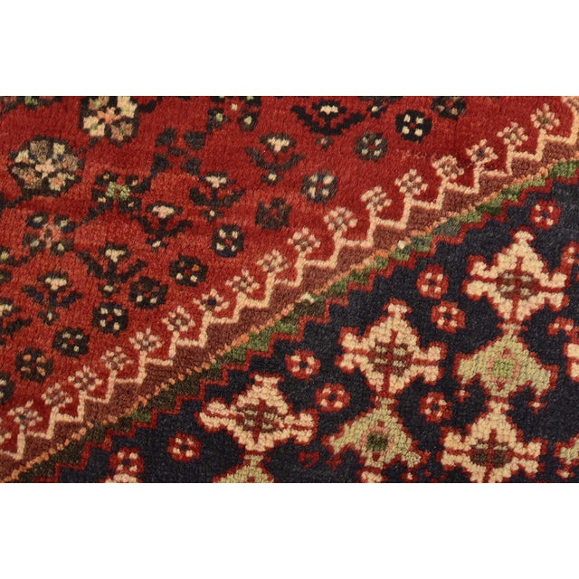 Vintage Qashqai Rug 5'8'' X 10'1'' Red Wool Hand-Knotted Oriental Carpet For Sale - Image 4 of 15