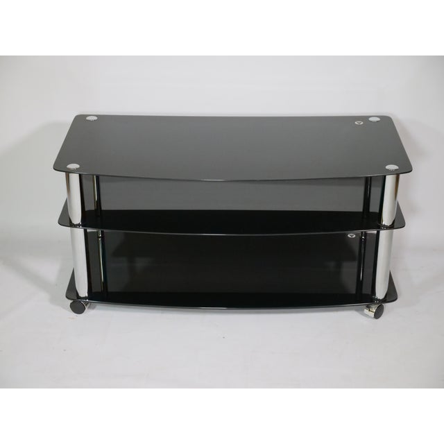 Black Glass Roll Phono Chest of Drawers, 1980s For Sale - Image 8 of 11