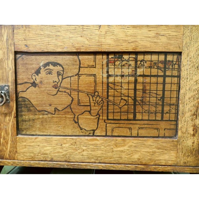 Wood Arts and Crafts Oak Wall Cabinet, 1910 For Sale - Image 7 of 8