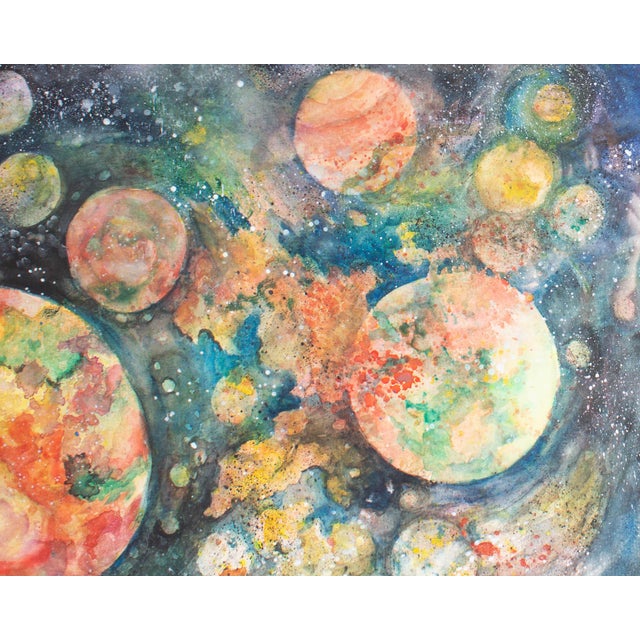 Blue “Beyond and Beyond” Abstract Watercolor Painting by Norma Jean Bruckner For Sale - Image 8 of 8