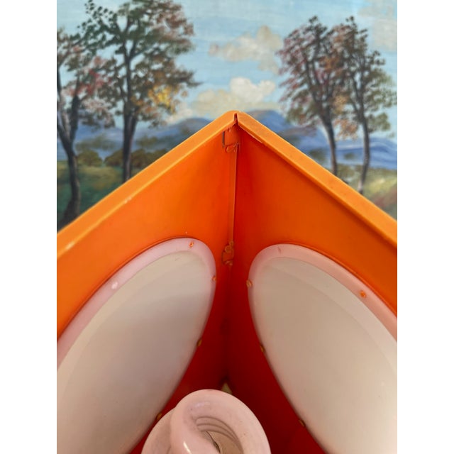 Mid-Century Modern 1970s Space Age Triangular Table Lamp in Orange Plastic With White Glass Domes. For Sale - Image 3 of 10