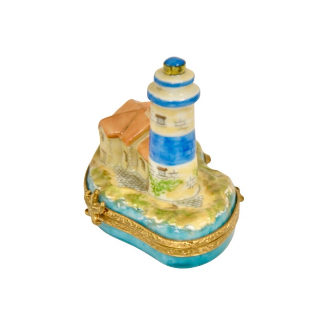 Limoges, France Limoges Seaside Light House Accent Box For Sale - Image 4 of 7