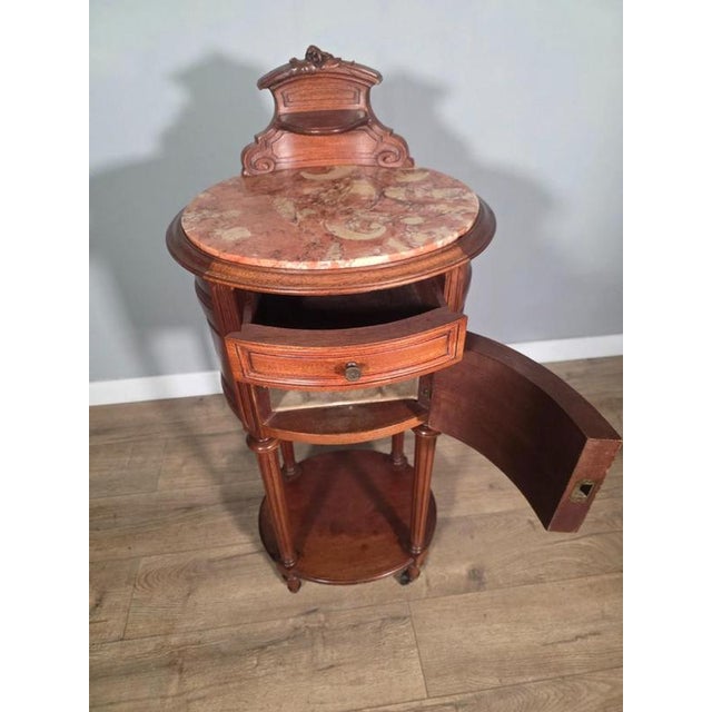 Antique French Mahogany Bedside Cabinet with Marble Top, 1910 For Sale - Image 4 of 9