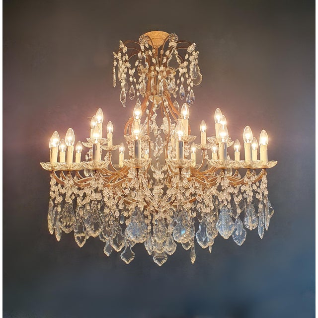 1930s Art Nouveau Style Crystal Chandelier For Sale - Image 9 of 11