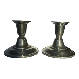 1960s International Pewter Candlesticks- Set of 2