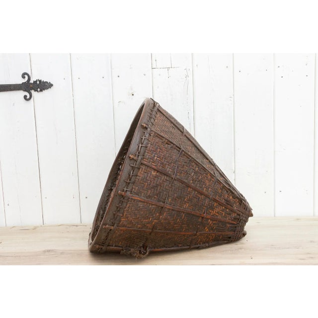 Brown Finely Woven Nepalese Rattan Basket For Sale - Image 8 of 10