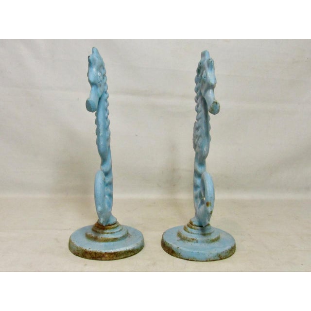 Pair of vintage English cast iron seahorse figurines, c.1970’s A fun pair of seahorses with well cast details throughout,...