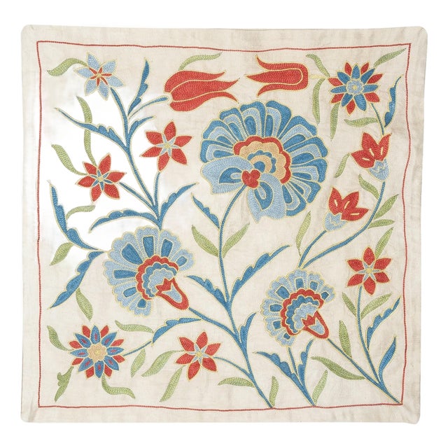 20"x20" All Silk Cushion Cover. Embroidered Pillowcase.Traditional Accent Pillow For Sale