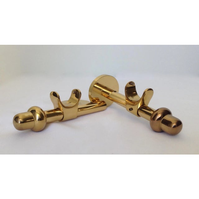 German Polished Brass Drapery Hardware Brackets A Pair Chairish