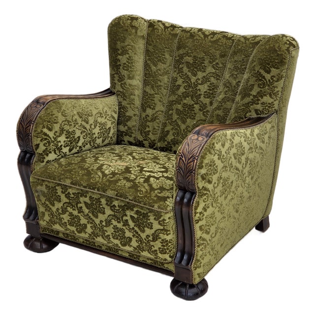 Vintage Danish Relax Chair in Furniture Velour, 1950s For Sale