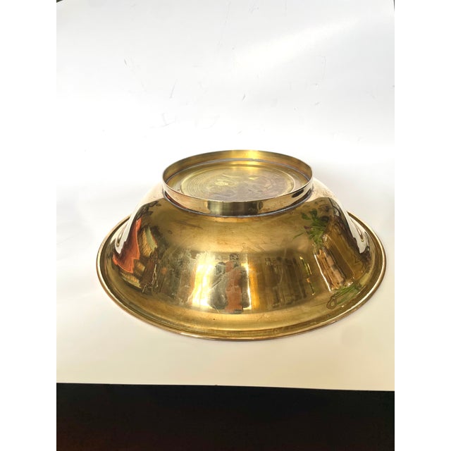 Large 1980s Chinoiserie Brass Bowl For Sale In Charlotte - Image 6 of 6