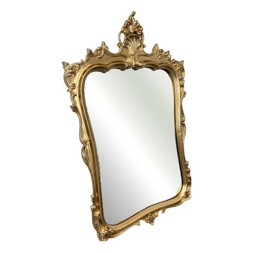 Vintage French Ornate Wall Mirror with Gold Finish For Sale