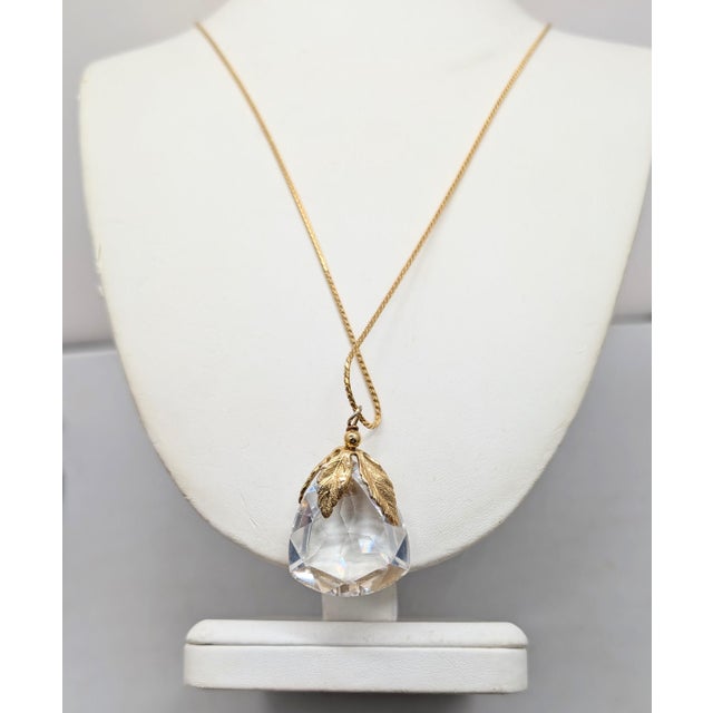 1960s Vintage 1960s Signed Napier Goldtone Faceted Glass Pendant Necklace For Sale - Image 5 of 8