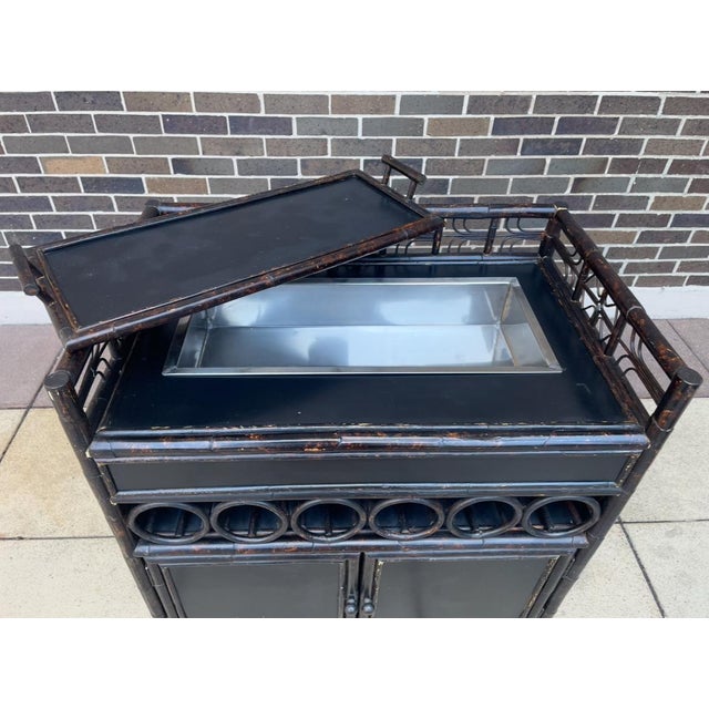 Jayson Home & Garden's black/chocolate brown intentionally distressed cane wet dry bar with 6 (wine) bottle holder,...