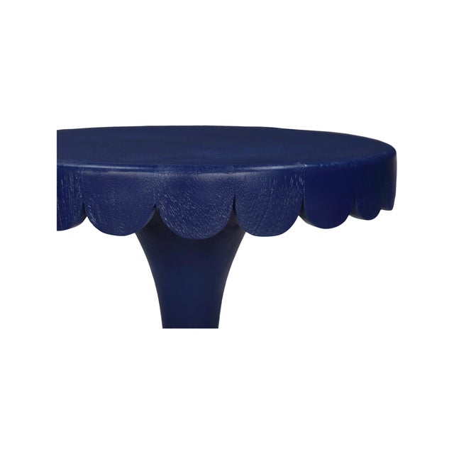 Kenneth Ludwig Chicago Scalloped Dark Navy Drinks Table For Sale - Image 4 of 6