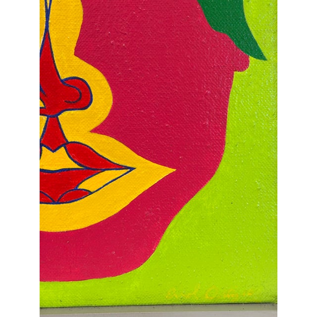 Portraiture Vibrant Portrait Oil Painting on Canvas by Chicago Imagist Errol Ortiz For Sale - Image 3 of 3