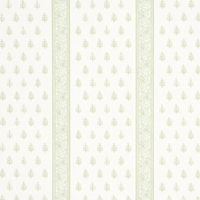 SAMPLE - Schumacher Katsura Stripe II Wallpaper In Leaf For Sale