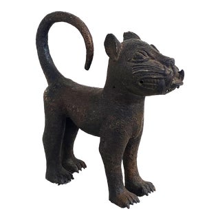 Benin Leopard Bronze Nigeria African 13.25" H For Sale