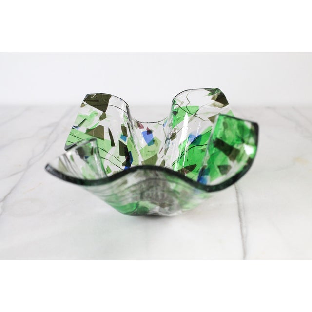 Vintage Art Glass Handkerchief Flower Frog Vase For Sale - Image 4 of 6