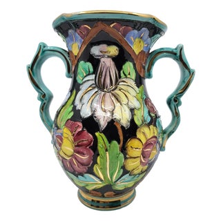Monaco Ceramic Vase with Gilt Decoration from Cerart, 1950 For Sale