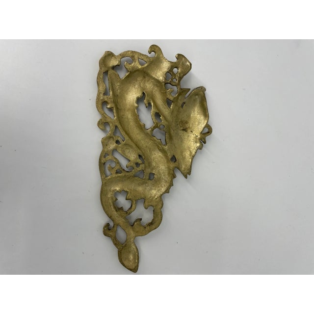 Vintage Brass Dragon Wall Hanging - 9" Long For Sale - Image 4 of 4
