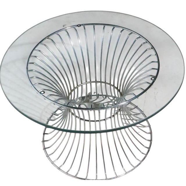 Metal Mid 20th Century Space Age Chrome and Glass Side or Coffee Table After Platner For Sale - Image 7 of 14