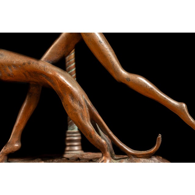 Metal Vintage Figural Art Deco Bronze Table Lamp For Sale - Image 7 of 11