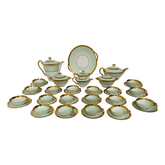 Coffee and Tea Service in Polychrome Porcelain, Set of 24 For Sale