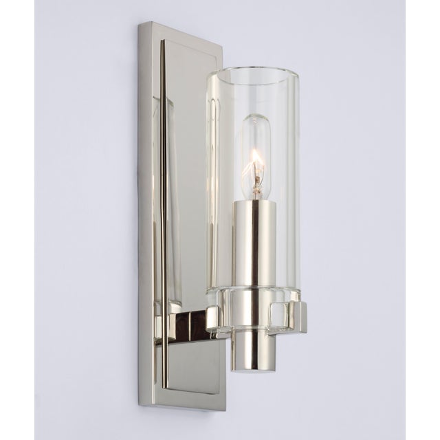 Visual Comfort Chapman & Myers for Visual Comfort Signature Sonnet Petite Single Sconce in Polished Nickel with Clear Glass For Sale - Image 4 of 5