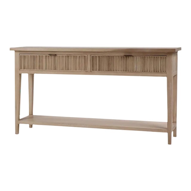 Mid Century Console Table in Natural Sandbar Finish For Sale