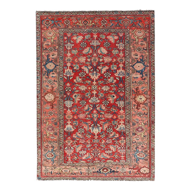Persian Antique Malayer Rug With Colorful Geometric All-Over Design in Reds For Sale