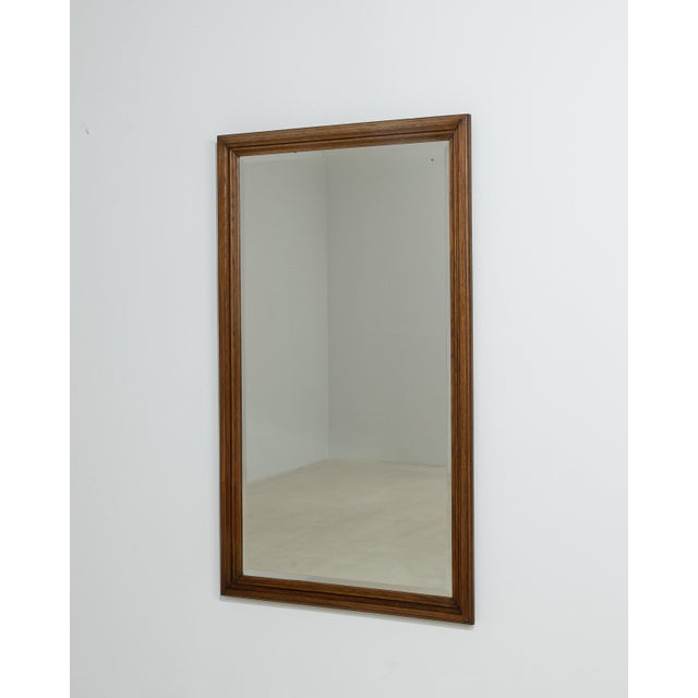 Brown 20th Century French Natural Wood Framed Wall Mirror For Sale - Image 8 of 8